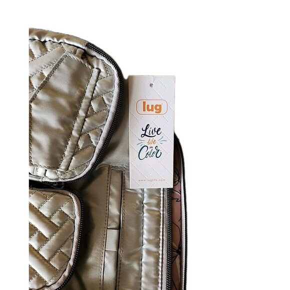 Lug Railcar Crossbody Tote Bag Metallic Silver Adjustable Removeable Strap RFID - Picture 8 of 12